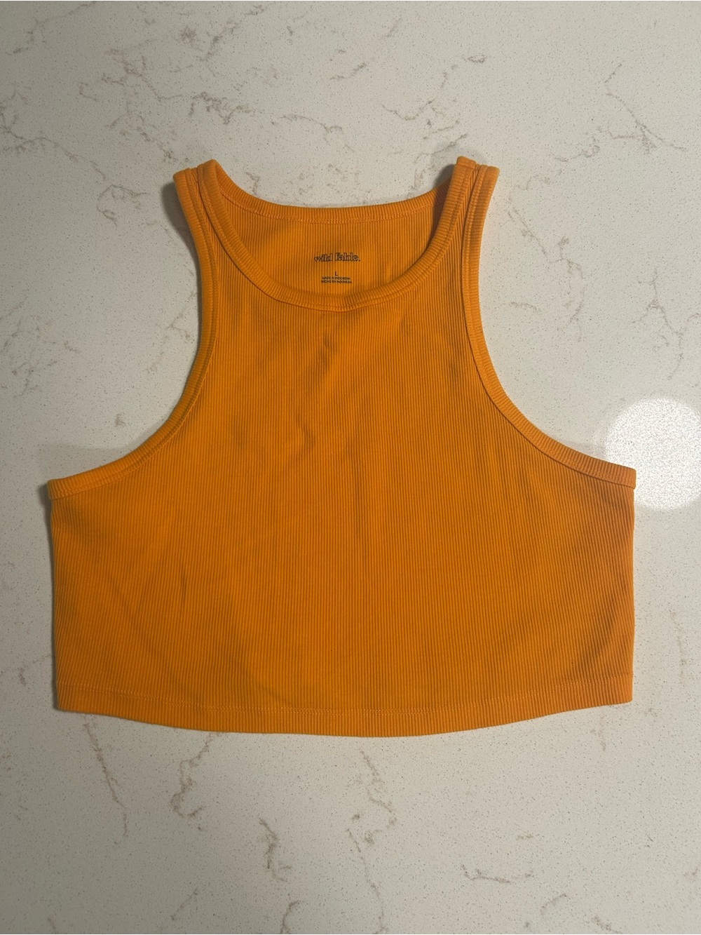 wild fable Orange Ribbed High-Neck Crop Tank